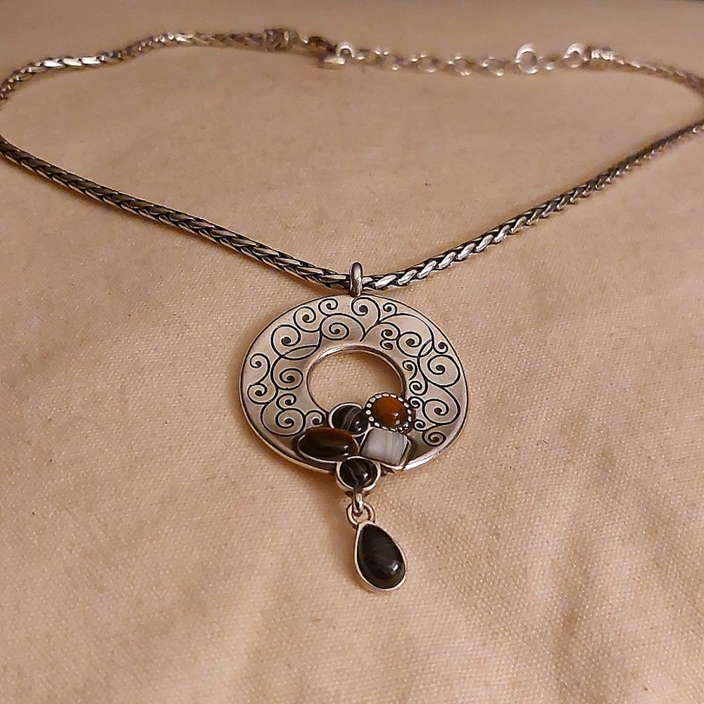 Brighton necklace with disc charm embellished with stones
